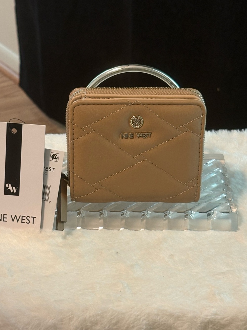 Nine West Tan Quilted Mini Top Handle Wallet